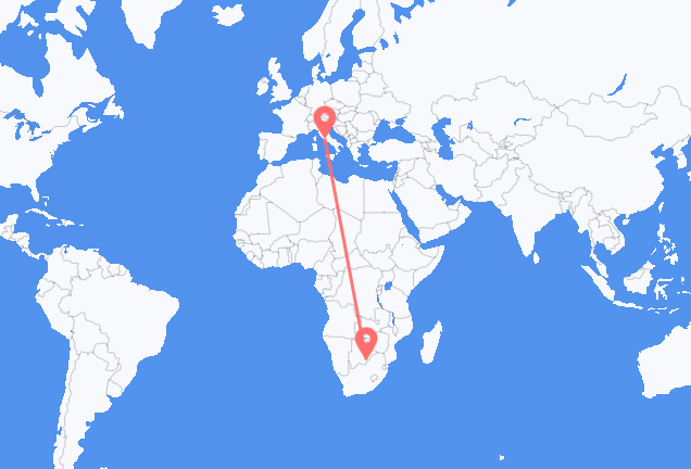 Vluchten van Gaborone naar Rome