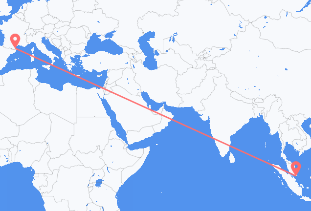 싱가포르 출발, 페르피냥 도착 항공편