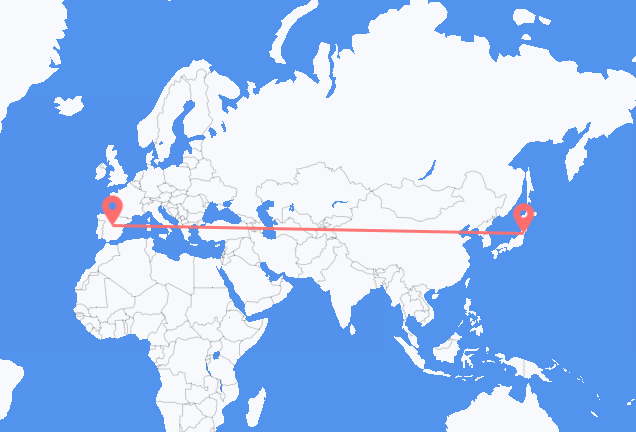 Flyg från Sendai till Madrid