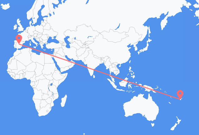 Flyreiser fra Nadi, til Madrid