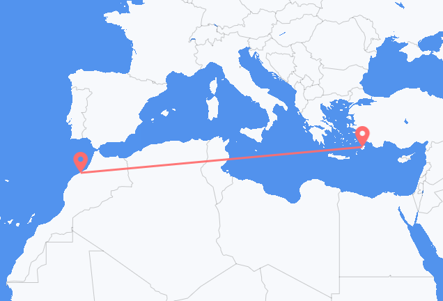 Flyreiser fra Casablanca, til Rhodes