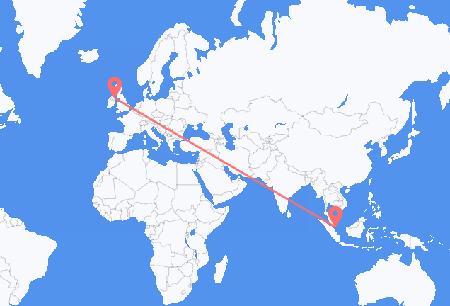 Vluchten van Singapore naar Belfast