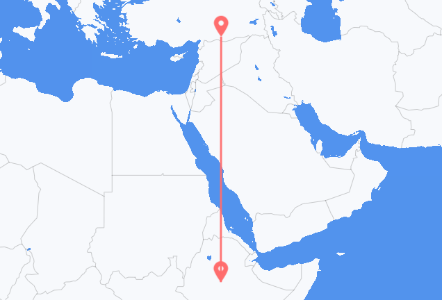 Vluchten van Addis Abeba naar Sanliurfa