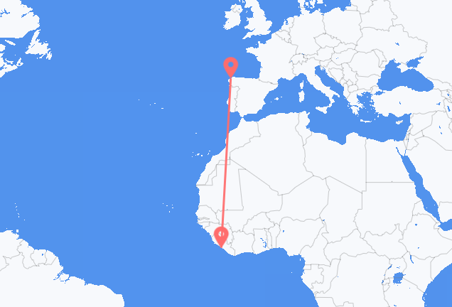 Flyrejser fra Monrovia til La Coruña