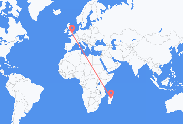 Flyreiser fra Antananarivo, til London