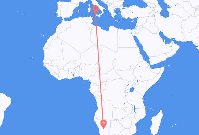 Flyrejser fra Windhoek, Namibia til Trapani, Italien