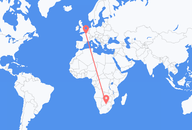 Vluchten van Gaborone naar Parijs