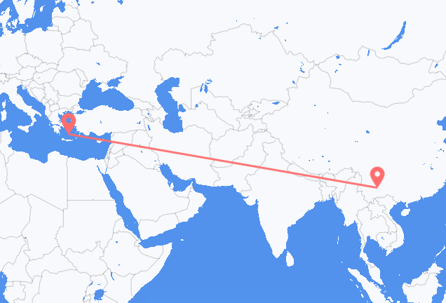 Vuelos de Kunming a Santorini