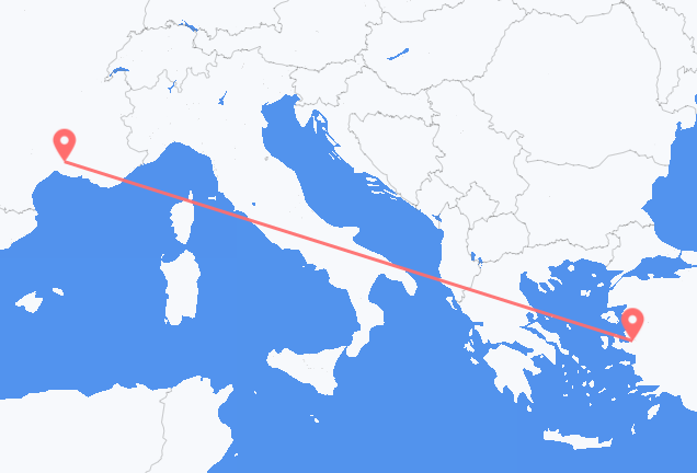 Flyg från Izmir, Turkiet till Nimes, Frankrike