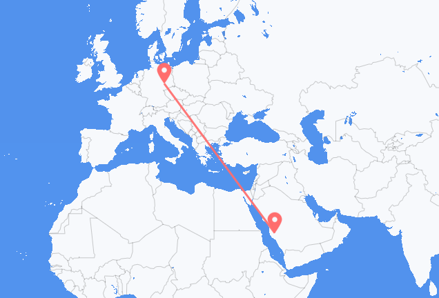 Flyreiser fra Ta if, Saudi-Arabia til Leipzig, Tyskland