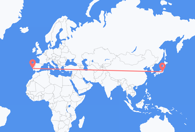 Flyreiser fra Tokyo, til Lisboa