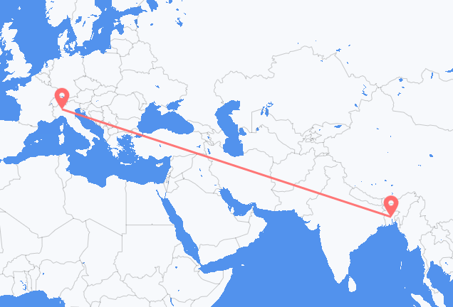 Flyrejser fra Dhaka til Milano