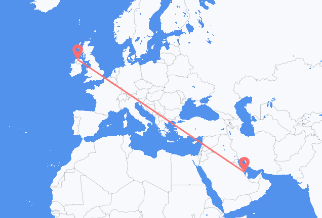 Vluchten van Bahrain Island naar Derry