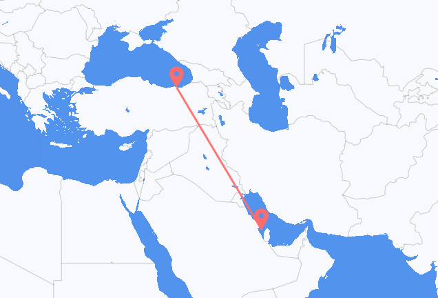 Vluchten van Bahrain Island naar Trabzon