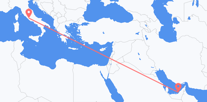 Lennot Yhdistyneistä arabiemiirikunnista Italiaan