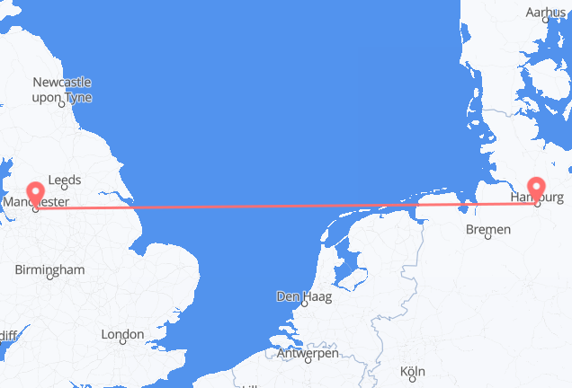 Flyrejser fra Hamborg til Manchester