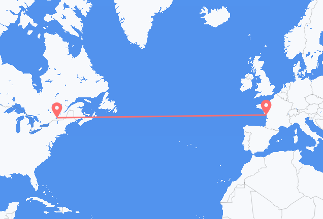 몬트리올 출발, 라 로셸 도착 항공편