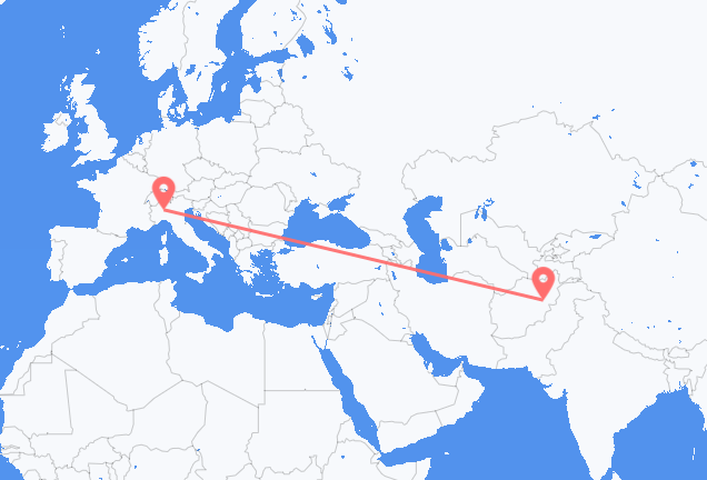 Flüge von Kabul, nach Mailand