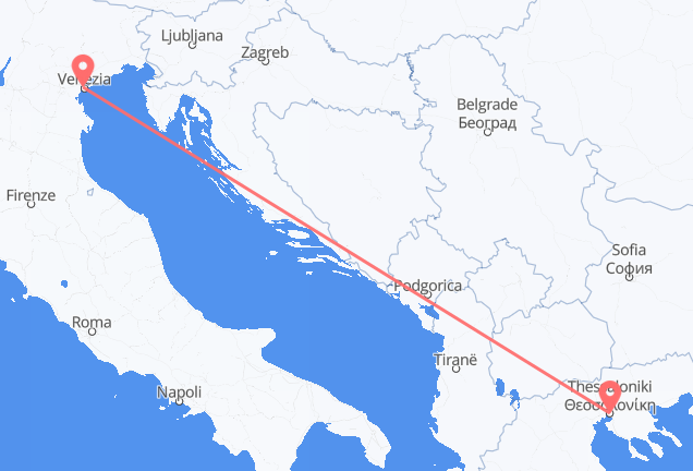 Flyreiser fra Venezia, til Thessaloniki