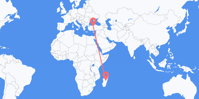 Flyreiser fra Madagaskar til Tyrkia