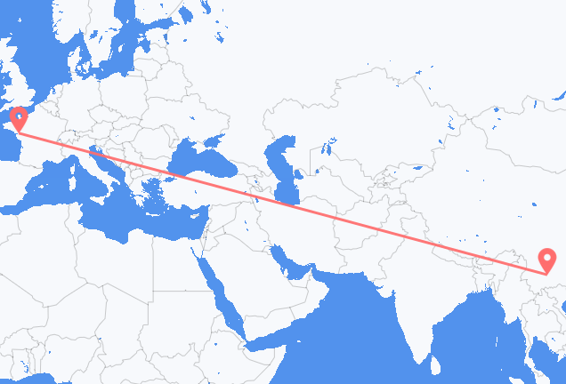 Vuelos de Kunming a Nantes