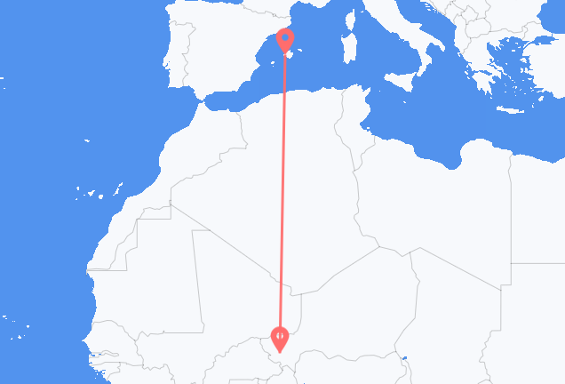 Voli da Niamey a Palma