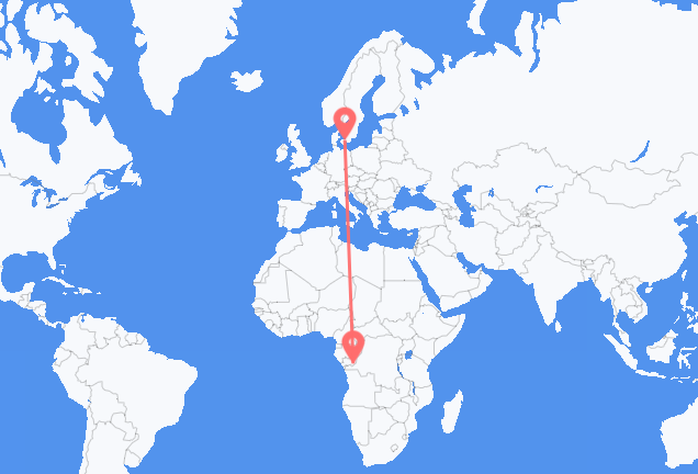 Flyg från Brazzaville till Köpenhamn