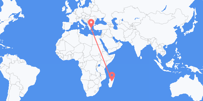 Flyreiser fra Madagaskar til Hellas