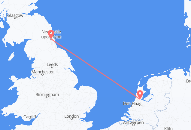 Vluchten van Newcastle upon Tyne naar Amsterdam