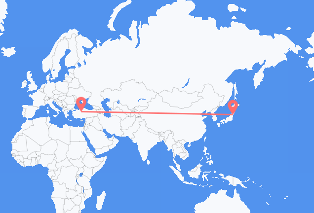 Flyreiser fra Sendai, til Ankara