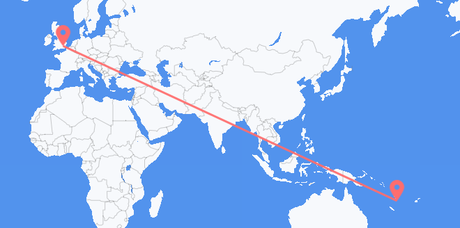 Flyg från Vanuatu till Storbritannien