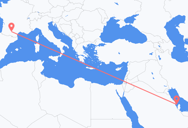 Vluchten van Bahrain Island naar Toulouse