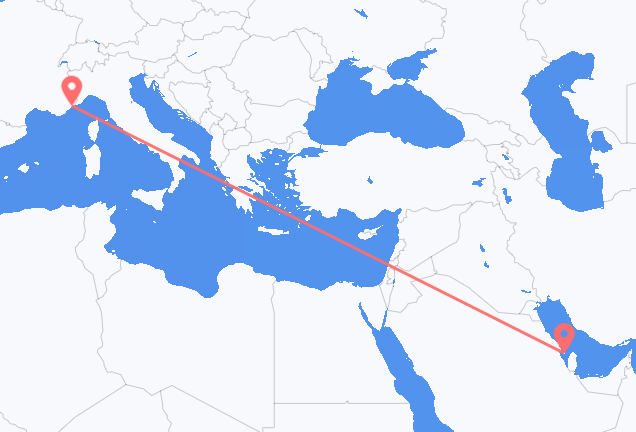 Vluchten van Bahrain Island naar Nice