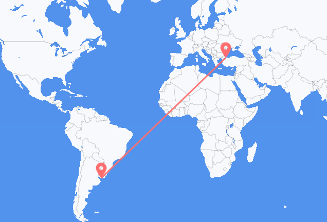 몬테비데오 출발, 이스탄불 도착 항공편