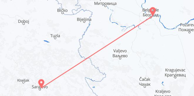 Flug frá Serbíu til Bosníu og Hersegóvínu