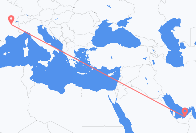 Vluchten van Abu Dhabi naar Lyon