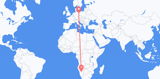 Flyrejser fra Namibia til Tyskland