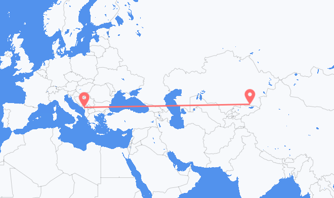 Flyreiser fra Almaty, til Podgorica