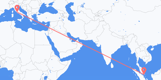 Vluchten van Singapore naar Italië