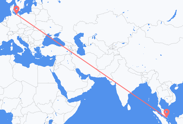 Vluchten van Singapore, Singapore naar Rostock, Duitsland