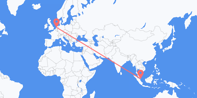 Vluchten van Singapore naar Nederland