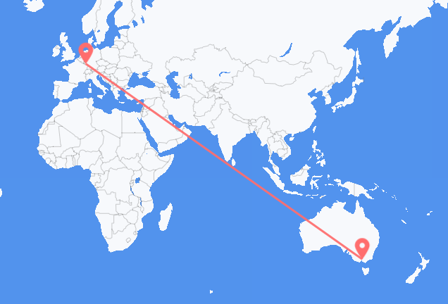 Voos de Melbourne, Austrália para Saarbrücken, Alemanha