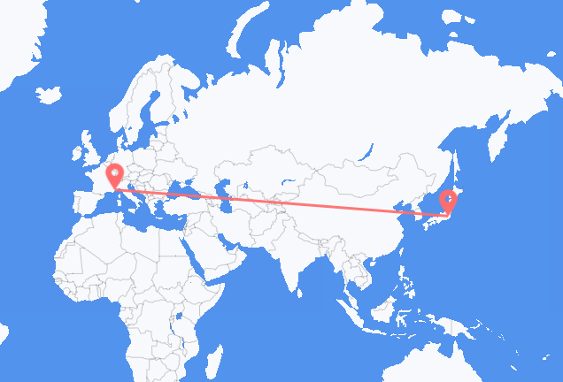 Flyreiser fra Tokyo, til Nice