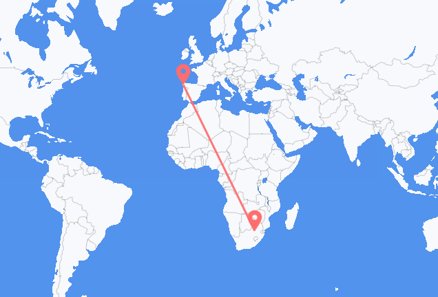 Vluchten van Johannesburg naar Santiago de Compostella