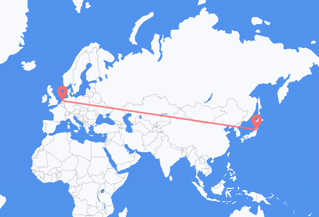 Flyg från Sendai till Amsterdam