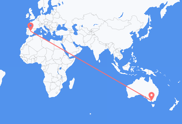 从墨尔本飞往马德里的航班