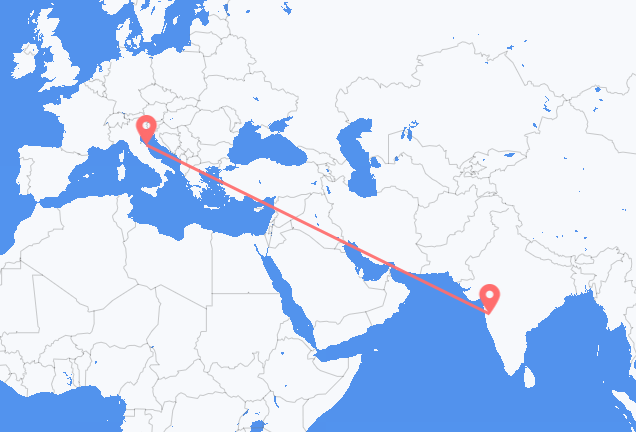 インドのプネから、イタリアのアンコーナまでのフライト