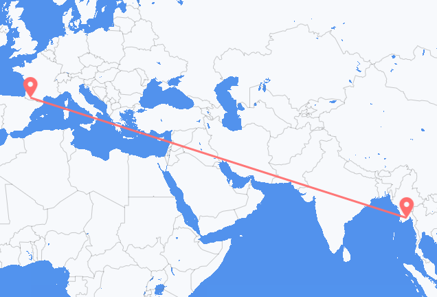 Flug frá Yangon til Lourdes