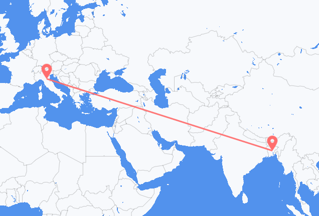 Flyrejser fra Dhaka til Bologna