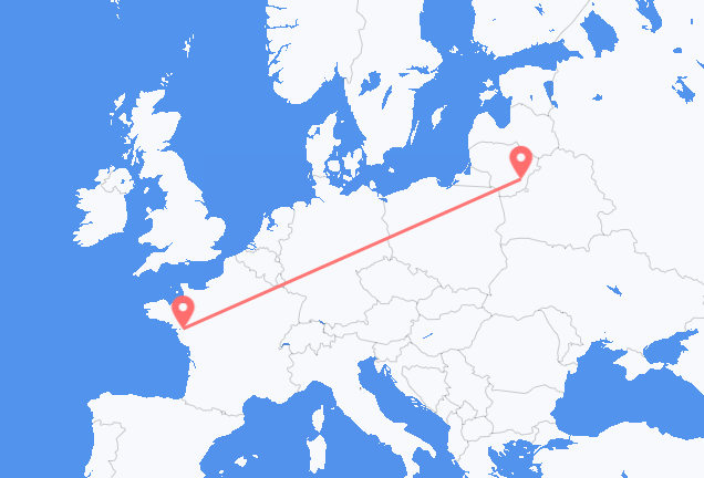 빌니우스 출발, 낭트 도착 항공편